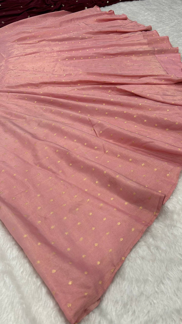Hot Pink Regal Banarasi Zari Silk Lehenga Set with Sequin-Embellished Dupatta ClothsVilla