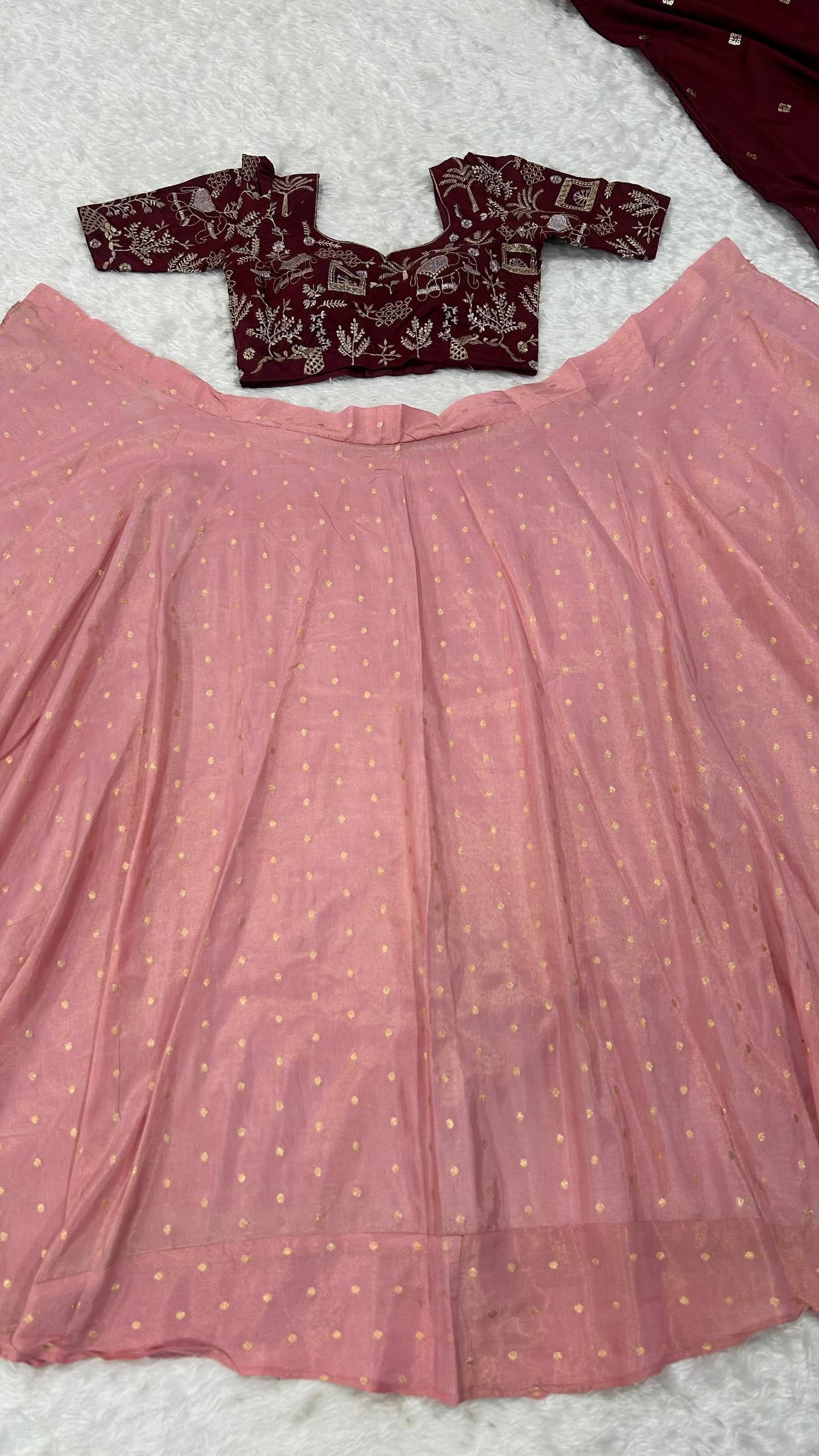 Hot Pink Regal Banarasi Zari Silk Lehenga Set with Sequin-Embellished Dupatta ClothsVilla