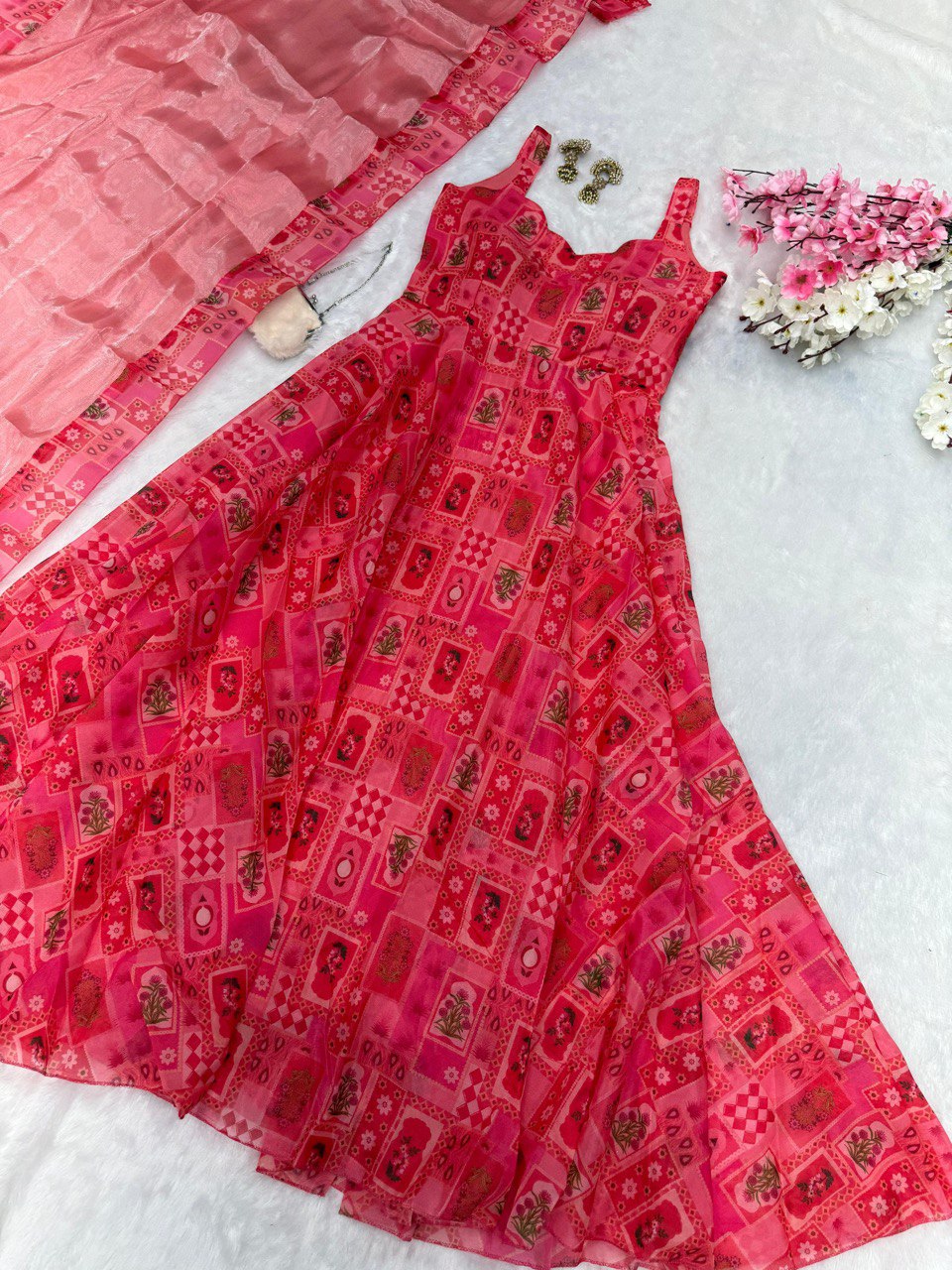 Hot Pink Ri8 Fashion - Exclusive Real Shoot Anarkali Gown with Dupatta | Elegance Redefined Clothsvilla