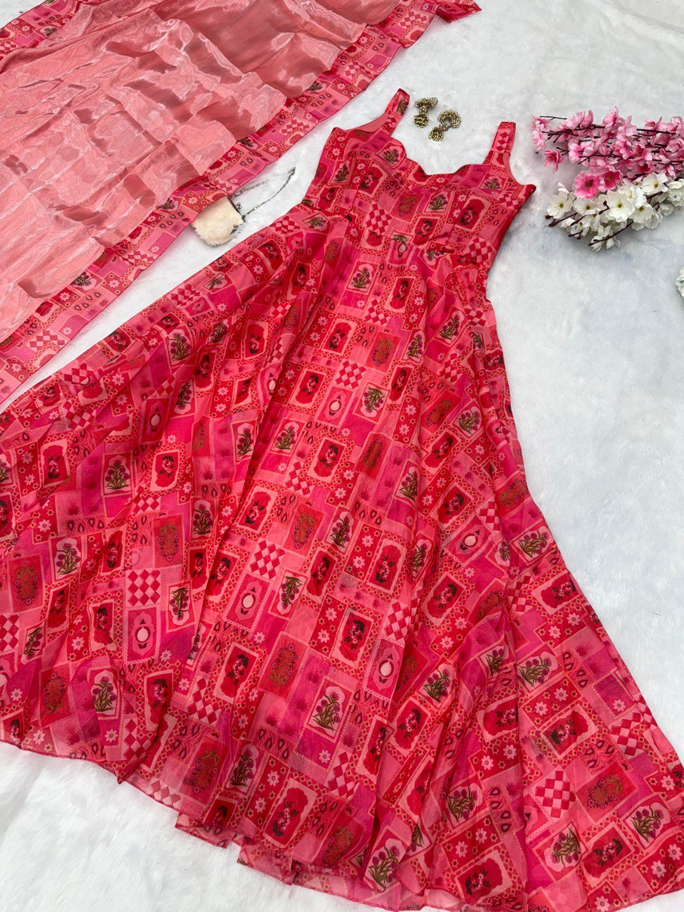 Hot Pink Ri8 Fashion - Exclusive Real Shoot Anarkali Gown with Dupatta | Elegance Redefined Clothsvilla