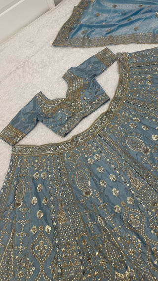 Icy Blue Designer Silk Lehenga Choli ClothsVilla