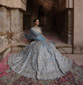 Icy Blue Designer Silk Lehenga Choli ClothsVilla