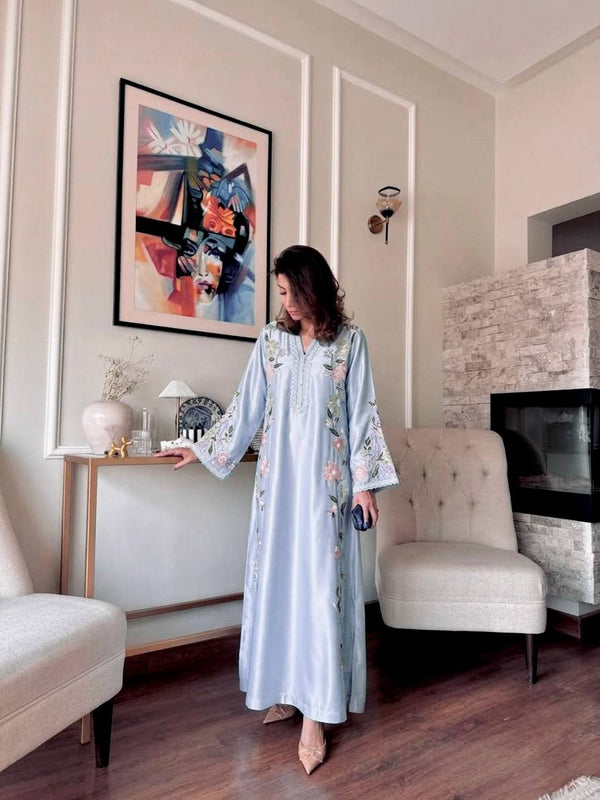 Icy Blue Roman Glass Kaftan Set ClothsVilla