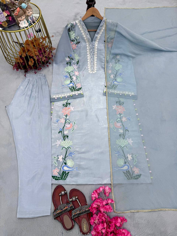 Icy Blue Roman Glass Kaftan Set ClothsVilla