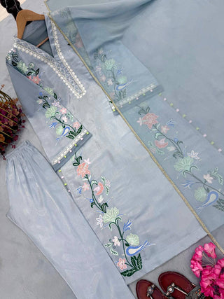 Icy Blue Roman Glass Kaftan Set ClothsVilla