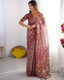 Maroon Pure Linen Cotton Handloom Saree with Elephant & Floral Folk Art LINEN HANDLOOM
