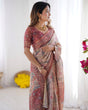 Load image into Gallery viewer, Blush Cream Handloom Linen Cotton Saree with Artistic Bird Motif Pallu LINEN HANDLOOM