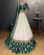 Load image into Gallery viewer, White Elegant Tapeta Silk Lehenga with Pearl &amp; Embroidery Work ClothsVilla