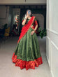 Load image into Gallery viewer, Captivating South Indian Green Zari Chex Lehenga Choli Set - Stitched Lehenga, Unstitched Blouse ClothsVilla