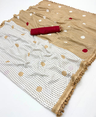 Ivory Serenity Cream Mul Cotton Saree ClothsVilla