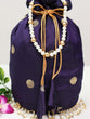 Load image into Gallery viewer, Jacquard Silk Paithani Batwa Potli Bag with Pearl Lace Border &amp; Moti Handle ClothsVilla