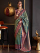 Load image into Gallery viewer, Jade Green Elegant Banarasi Silk Blend Woven Saree with Tassel Detailing ClothsVilla