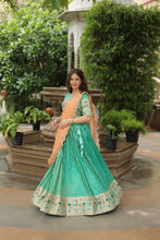 Load image into Gallery viewer, Trending Jequard Lehenga Choli with Russian Silk Embroidered Dupatta – Elegant Pista ClothsVilla