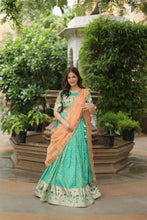 Load image into Gallery viewer, Trending Jequard Lehenga Choli with Russian Silk Embroidered Dupatta – Elegant Pista ClothsVilla