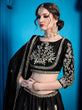 Load image into Gallery viewer, Jet-Black Art Silk Lehenga Choli With Silver Gold Embroidery And Sheer Dupatta Clothsvilla