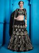 Load image into Gallery viewer, Jet-Black Art Silk Lehenga Choli With Silver Gold Embroidery And Sheer Dupatta Clothsvilla