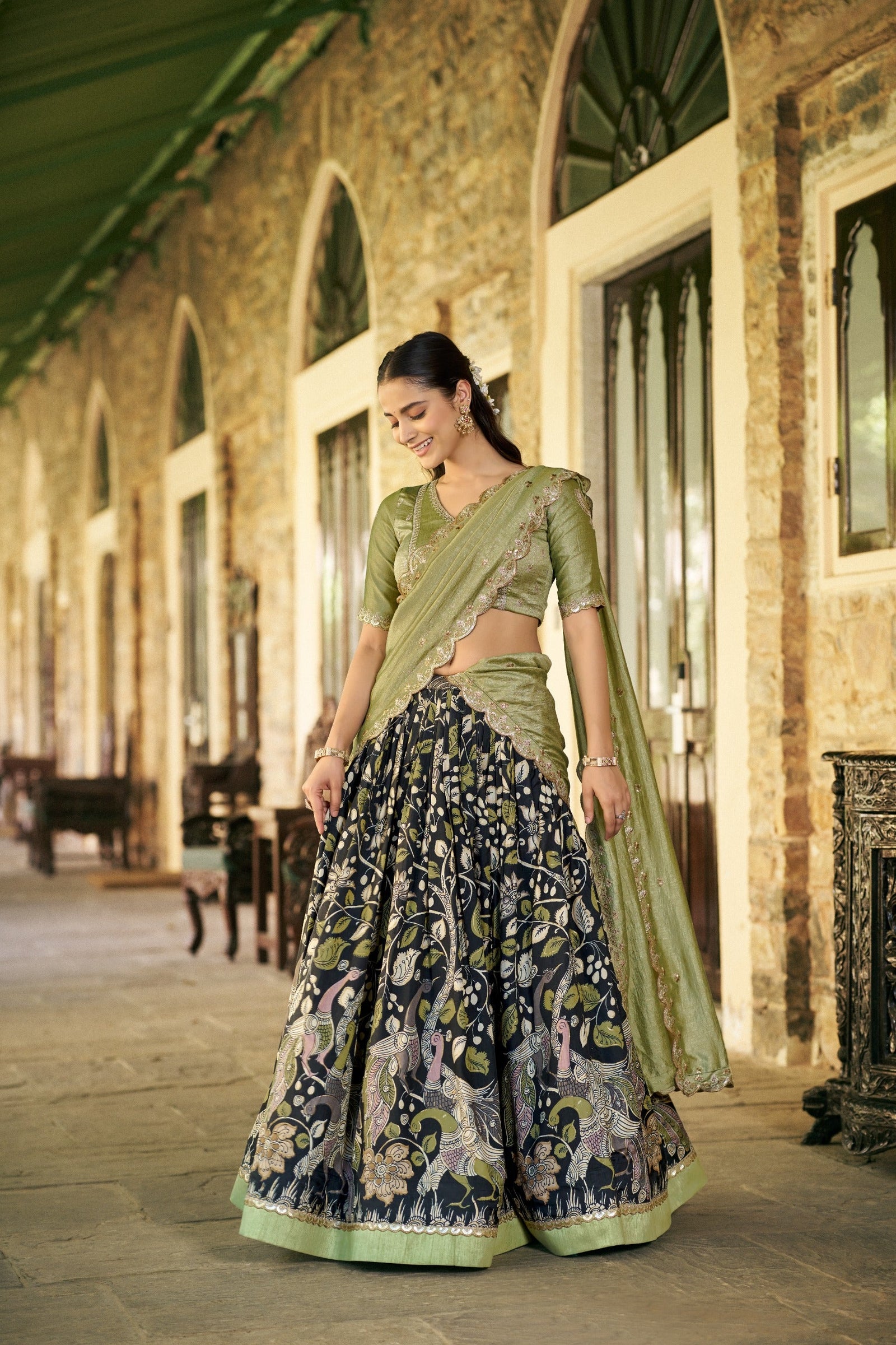 Kalamkari Printed Lehenga Set ClothsVilla
