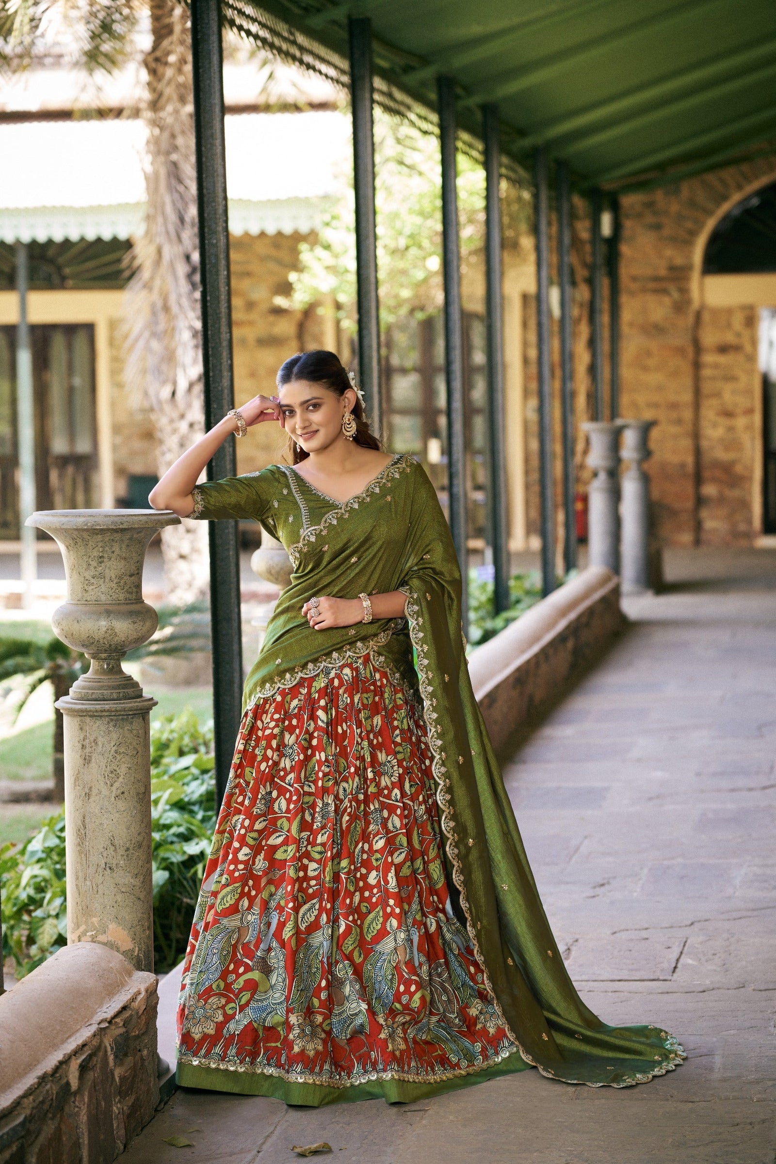 Kalamkari Printed Lehenga Set ClothsVilla