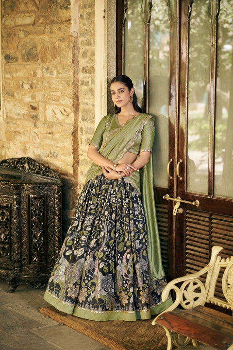 Kalamkari Printed Lehenga Set ClothsVilla Main image