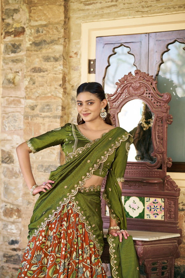 Kalamkari Printed Lehenga Set ClothsVilla