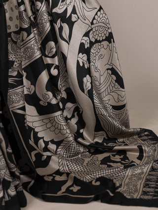 Kalamkari Printed Saree with Blouse ClothsVilla