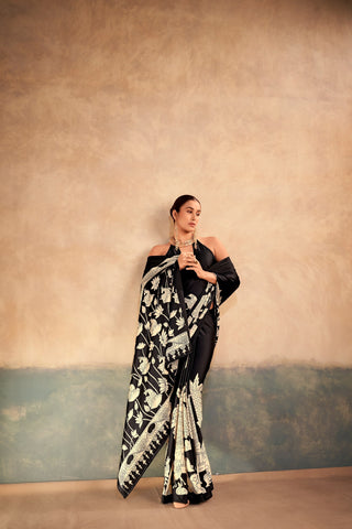 Kalamkari Satin Silk Printed Saree ClothsVilla