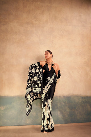 Kalamkari Satin Silk Printed Saree ClothsVilla