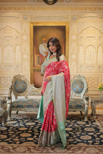 Load image into Gallery viewer, Kanjivaram Silk Red Saree with Zari Weaving &amp; Unstitched Blouse ClothsVilla