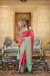 Load image into Gallery viewer, Kanjivaram Silk Red Saree with Zari Weaving &amp; Unstitched Blouse ClothsVilla