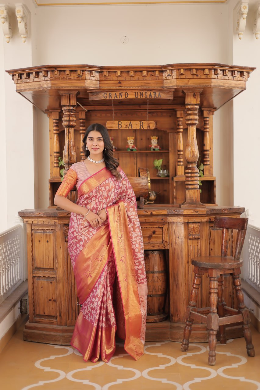 Kanjivaram Silk Saree with Zari Weaving Work ClothsVilla