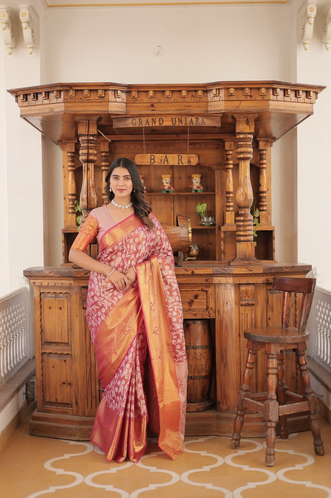 Kanjivaram Silk Saree with Zari Weaving Work ClothsVilla