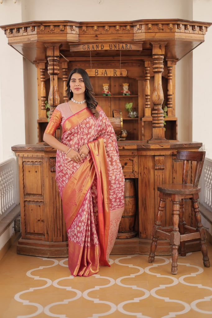 Kanjivaram Silk Saree with Zari Weaving Work ClothsVilla