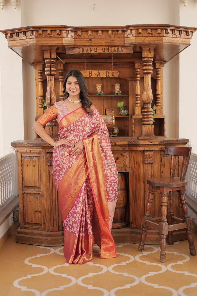 Kanjivaram Silk Saree with Zari Weaving Work ClothsVilla