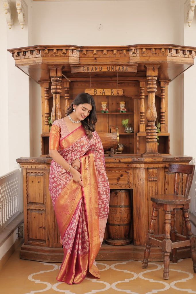 Kanjivaram Silk Saree with Zari Weaving Work ClothsVilla