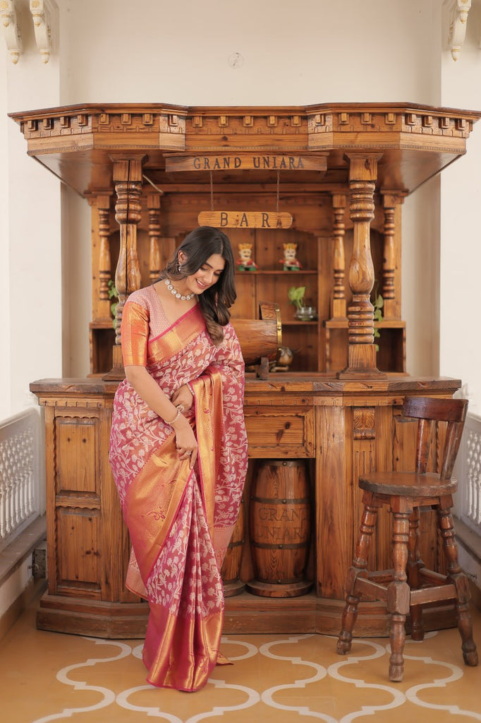 Kanjivaram Silk Saree with Zari Weaving Work ClothsVilla