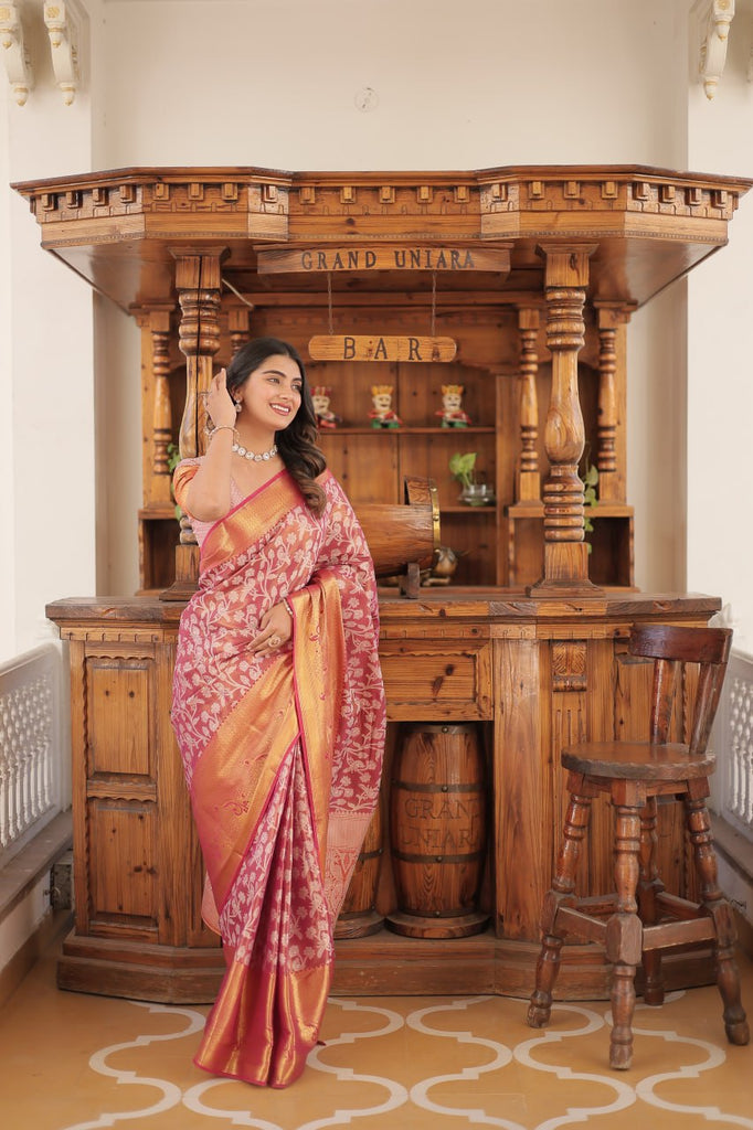 Kanjivaram Silk Saree with Zari Weaving Work ClothsVilla