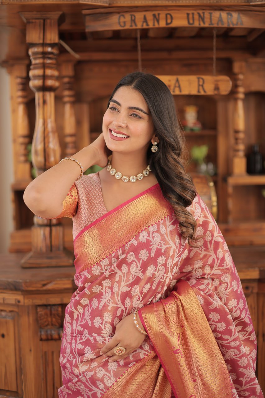 Kanjivaram Silk Saree with Zari Weaving Work ClothsVilla