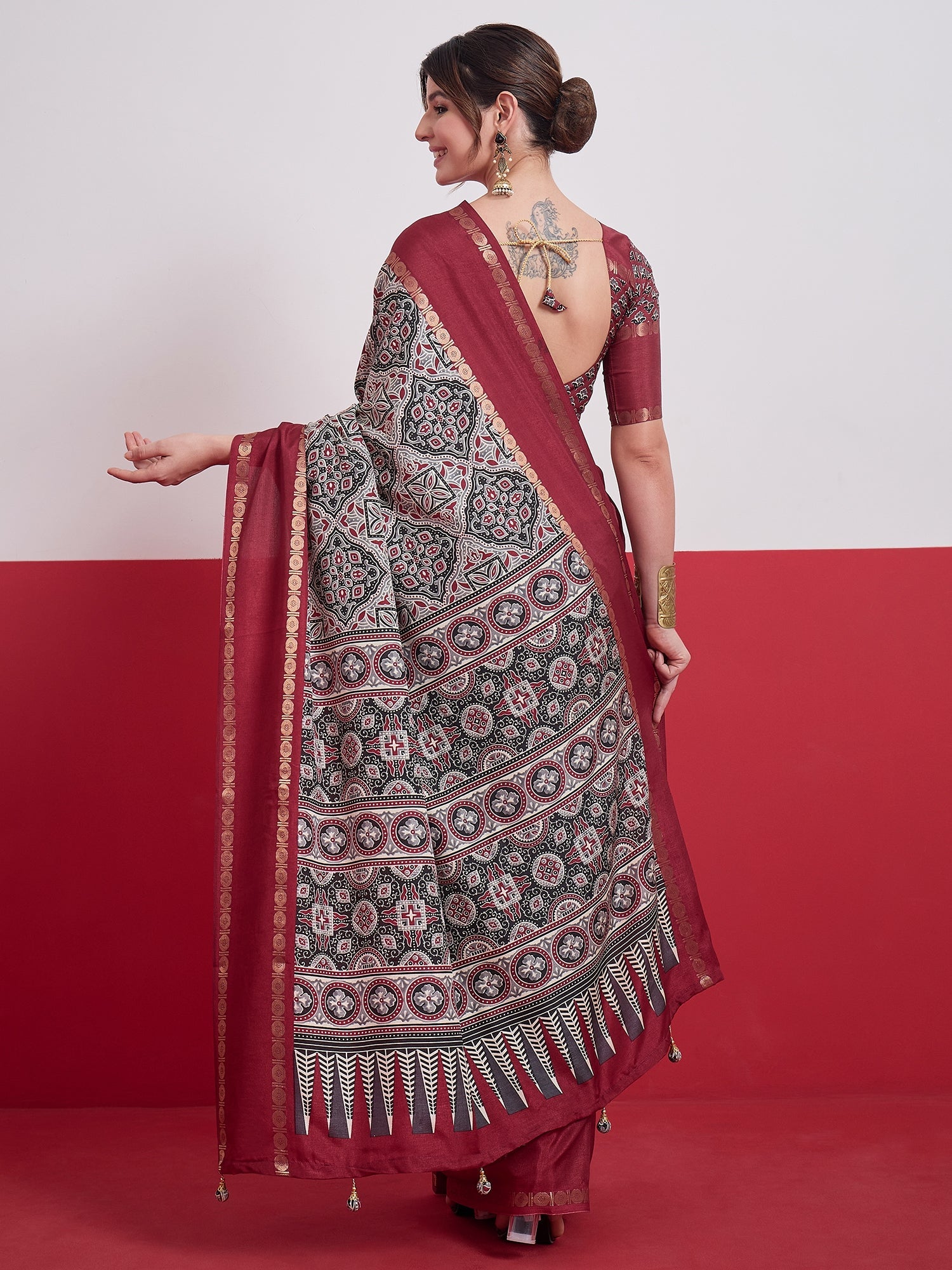 Kashmira Textured Tussar Silk Saree for Festive Wear ClothsVilla
