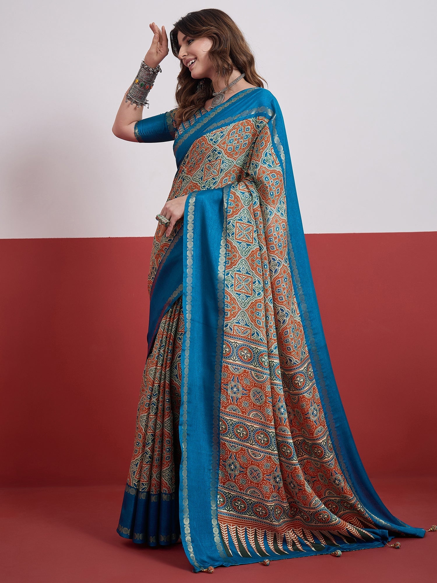 Kashmira Textured Tussar Silk Saree for Festive Wear ClothsVilla