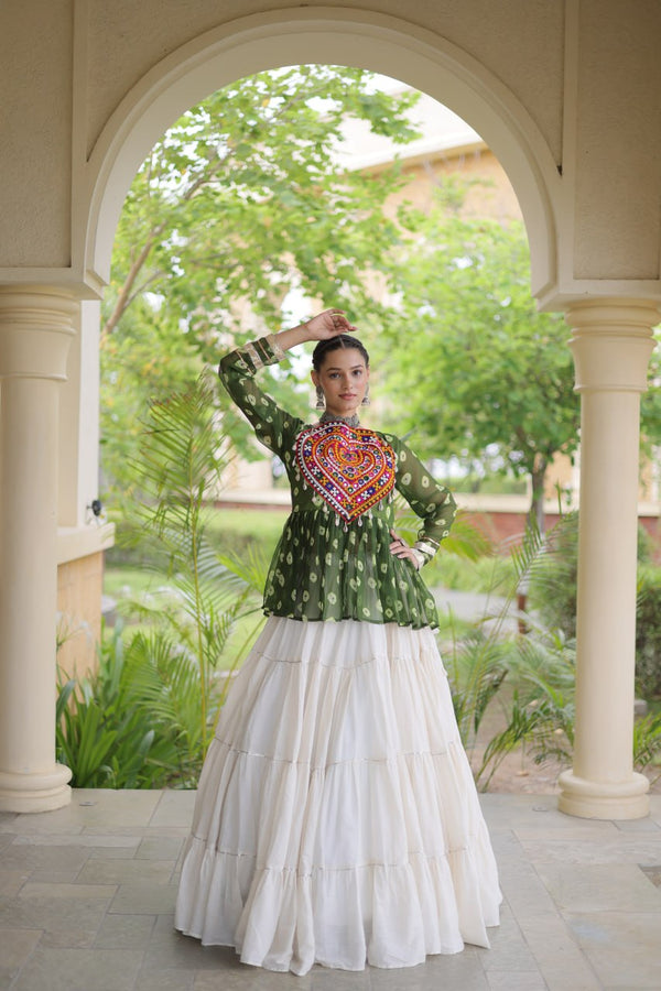 Kora Cotton Bandhni Kutchi Gamthi Lehenga Set ClothsVilla