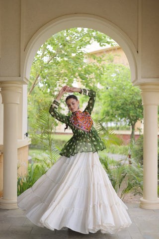 Kora Cotton Bandhni Kutchi Gamthi Lehenga Set ClothsVilla