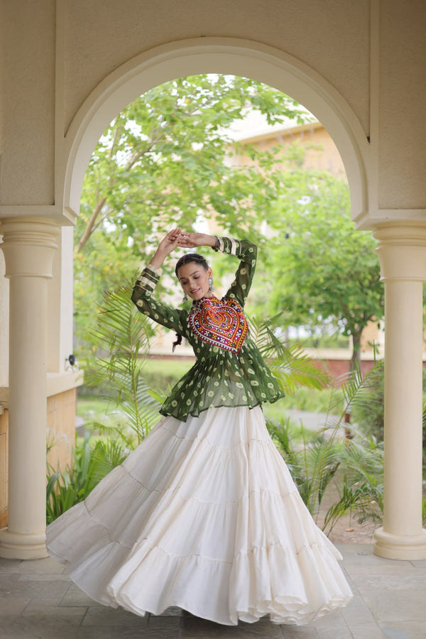 Kora Cotton Bandhni Kutchi Gamthi Lehenga Set ClothsVilla