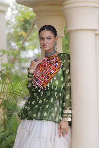 Kora Cotton Bandhni Kutchi Gamthi Lehenga Set ClothsVilla