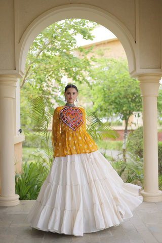 Kora Cotton Bandhni Kutchi Gamthi Lehenga Set ClothsVilla