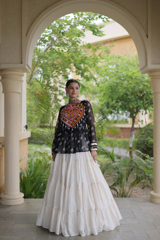 Kora Cotton Bandhni Kutchi Gamthi Lehenga Set ClothsVilla
