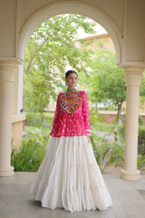 Kora Cotton Bandhni Kutchi Gamthi Lehenga Set ClothsVilla Main image