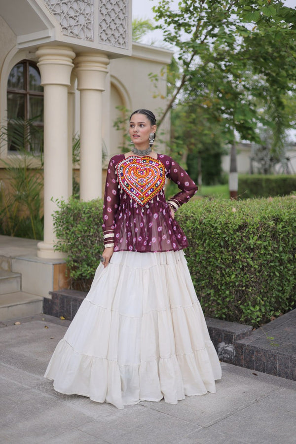 Kora Cotton Bandhni Kutchi Gamthi Lehenga Set ClothsVilla