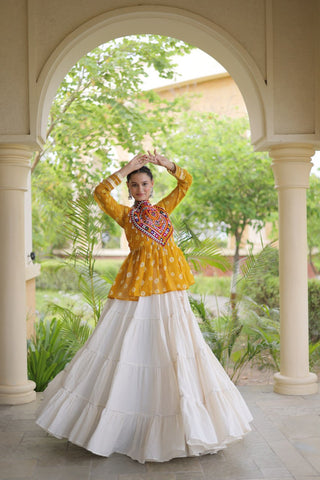 Kora Cotton Bandhni Kutchi Gamthi Lehenga Set ClothsVilla