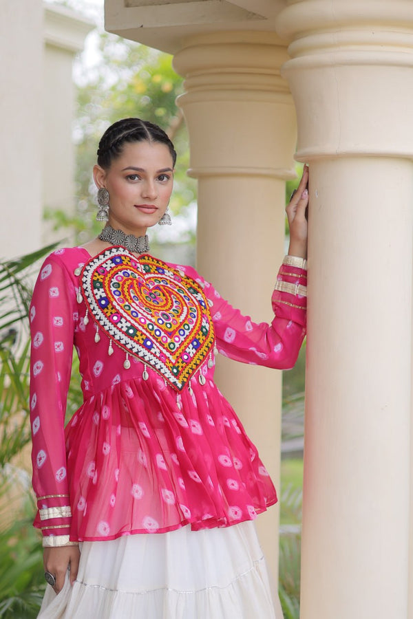 Kora Cotton Bandhni Kutchi Gamthi Lehenga Set ClothsVilla
