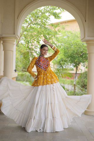 Kora Cotton Bandhni Kutchi Gamthi Lehenga Set ClothsVilla